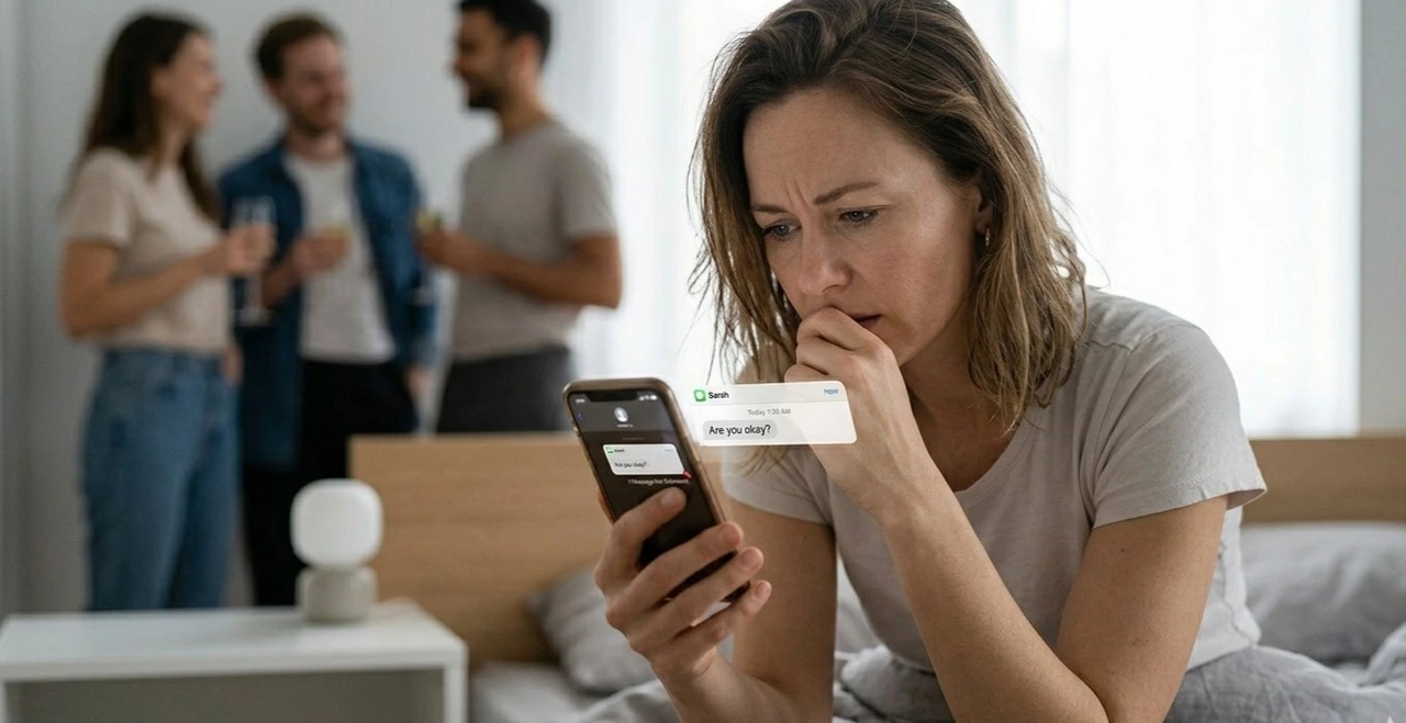 photo of the woman checking her phone